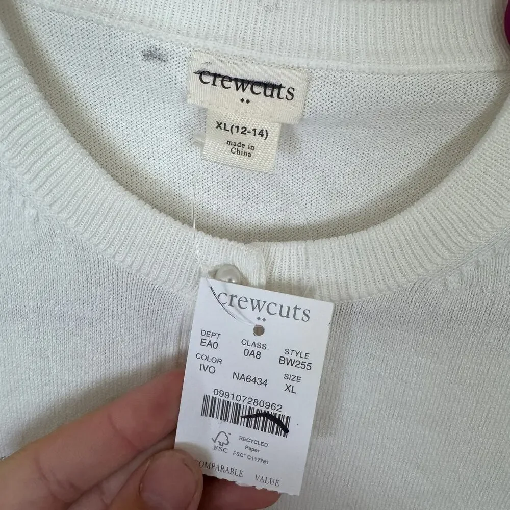 Crewcuts By J.Crew Pearl Button Casey Cardigan Girls XL Cream Crew Neck Sweater